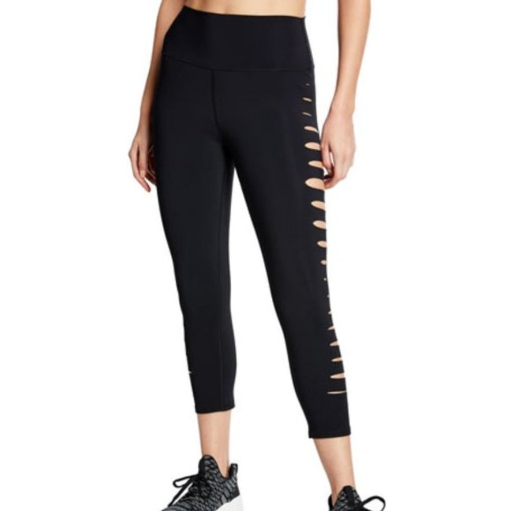 ALO YOGA High-waist Slice Cutout Cropped Leggings In Black XS
